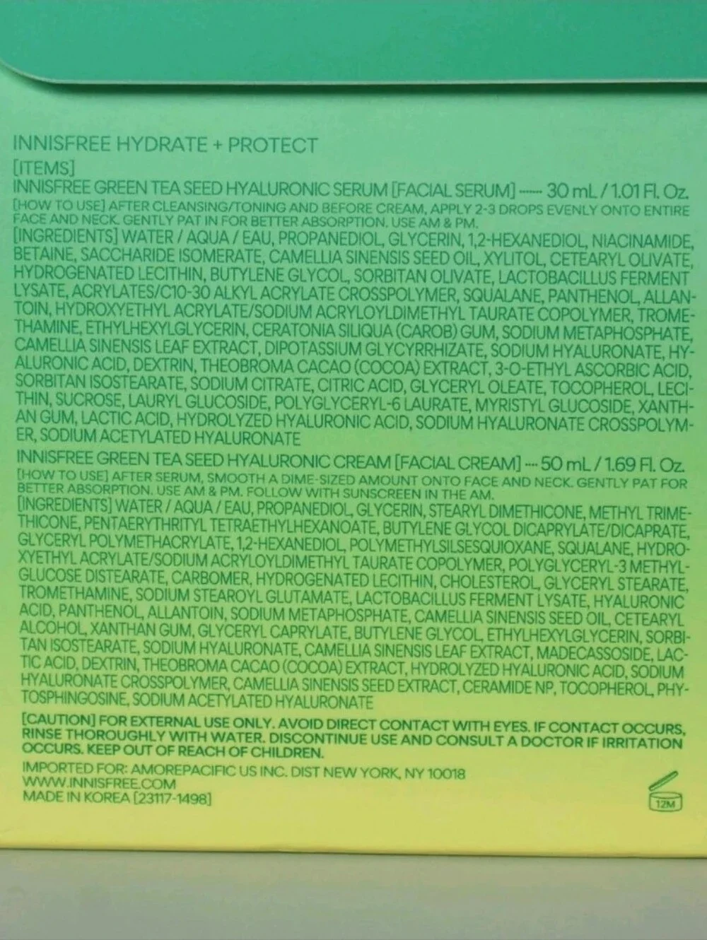 InnisFree Hydrate + Protect Facial Serum And Facial Cream *SEE PHOTOS FOR EXPR